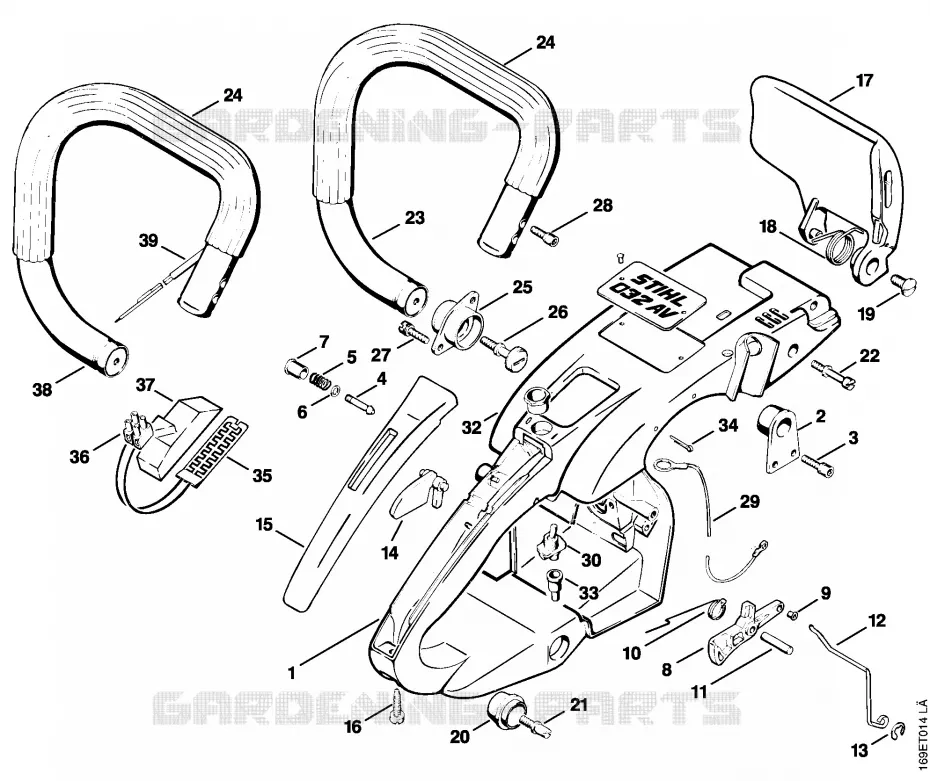Cadre de poignée Stihl Tronçonneuses Tronçonneuses Tronçonneuses thermiques 032 AVEW  032 AVEW
