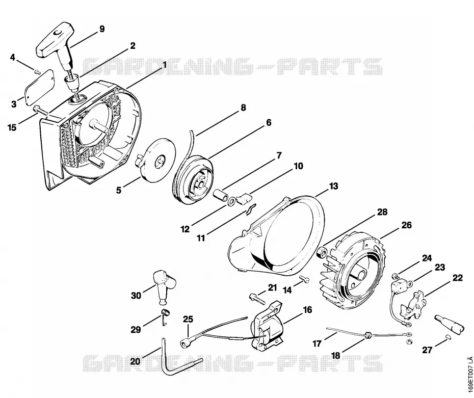 Carter de ventilateur, Jeu de contacts Stihl Tronçonneuses Tronçonneuses Tronçonneuses thermiques 032 AVEW  032 AVEW