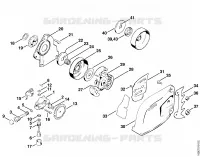 Pompe à huile, Embrayage, Couvercle de pignon pour Stihl 032 AVQ