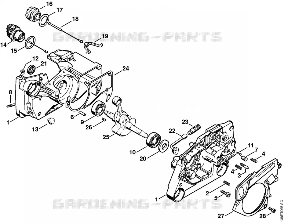 Carter de vilebrequin Stihl Tronçonneuses Tronçonneuses Tronçonneuses thermiques 036 WVH  036 WVH