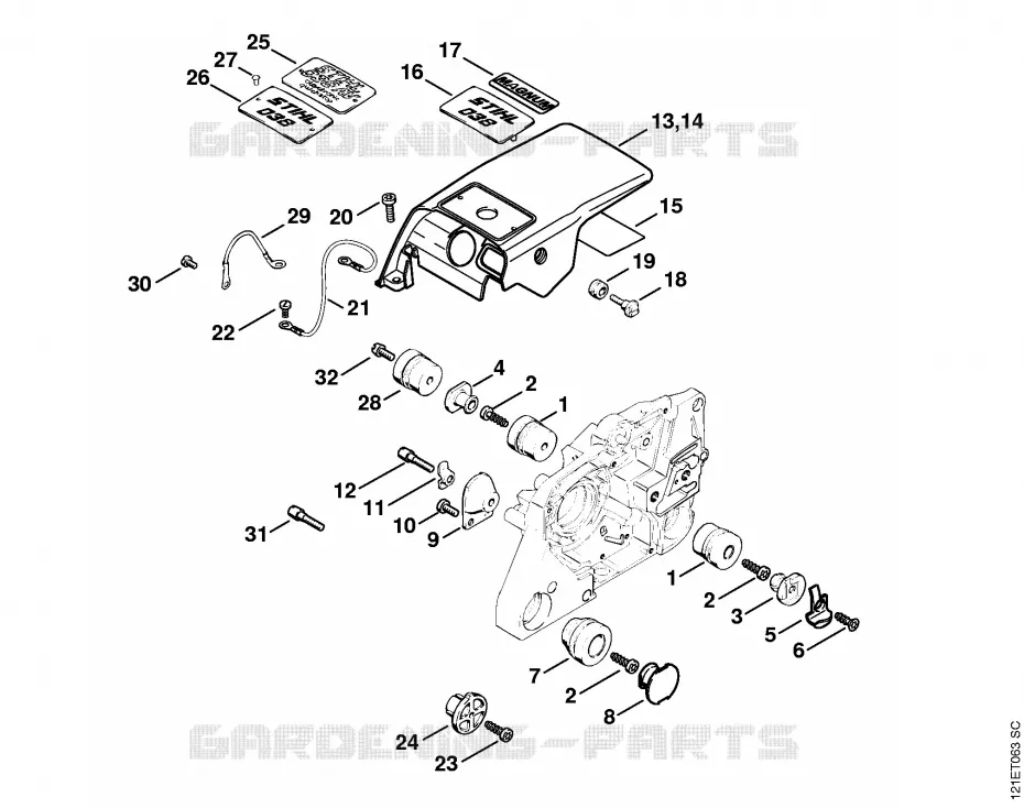 Capot Stihl Tronçonneuses Tronçonneuses Tronçonneuses thermiques 038  038