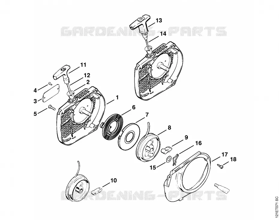 Dispositif de lancement Stihl Tronçonneuses Tronçonneuses Tronçonneuses thermiques 038 MW  038 MW
