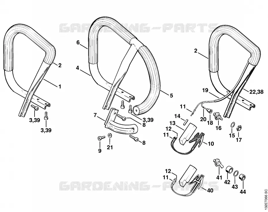 Poignée tubulaire, Lamelle de chauffage Stihl Tronçonneuses Tronçonneuses Tronçonneuses thermiques 044  044