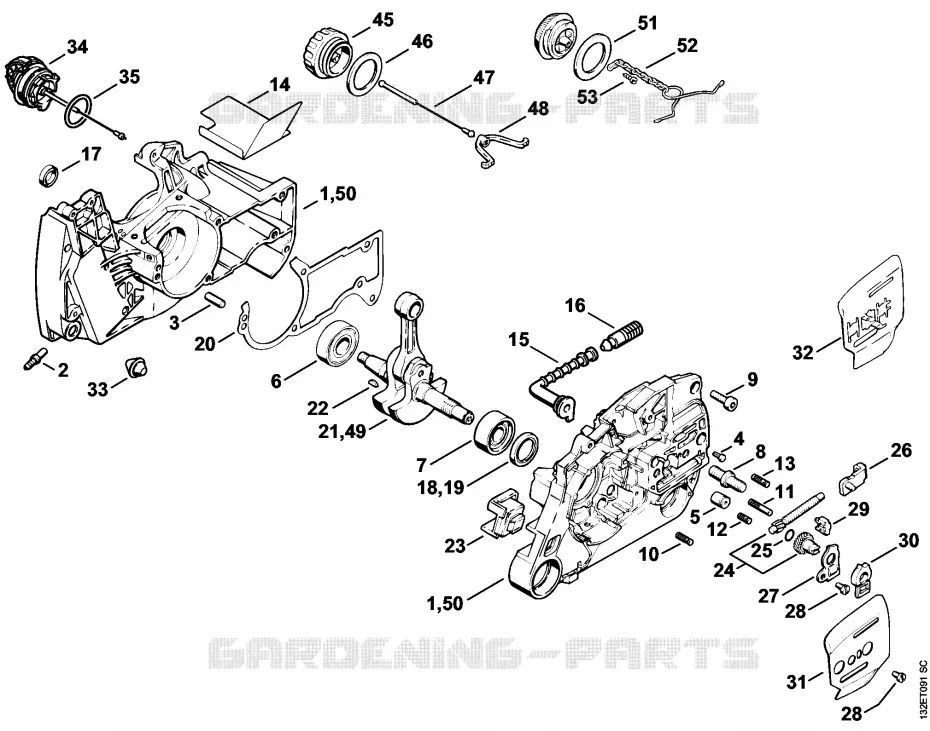 Carter, Vilebrequin Stihl Tronçonneuses Tronçonneuses Tronçonneuses thermiques 044 W  044 W