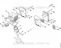 Cylindre, Silencieux pour Stihl 048 W