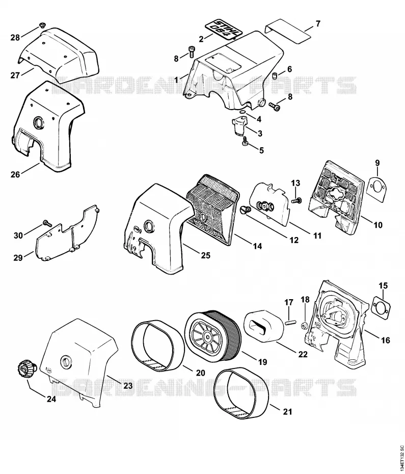 Capot, Filtre à air Stihl Tronçonneuses Tronçonneuses Tronçonneuses thermiques 064 R  064 R