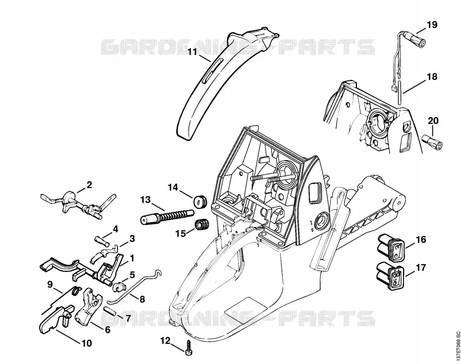 Commande des gaz Stihl Tronçonneuses Tronçonneuses Tronçonneuses thermiques 066 M  066 M