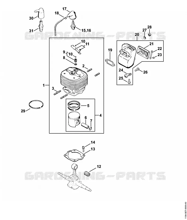 Cylindre Stihl Tronçonneuses Tronçonneuses Tronçonneuses thermiques 070  070