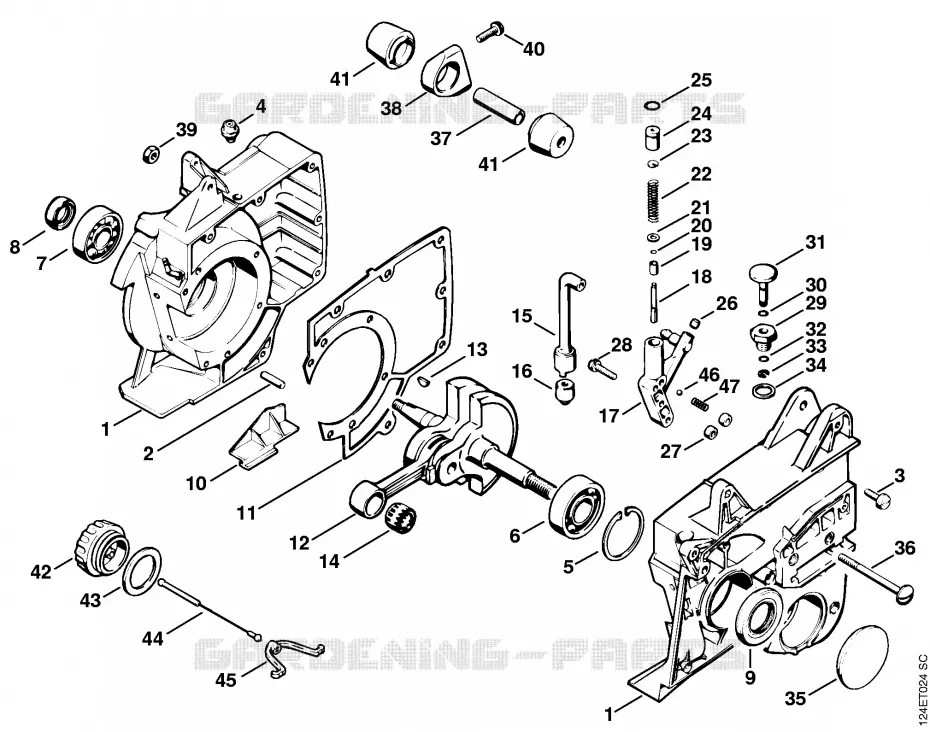 Carter, Vilebrequin Stihl Tronçonneuses Tronçonneuses Tronçonneuses thermiques 076 S  076 S