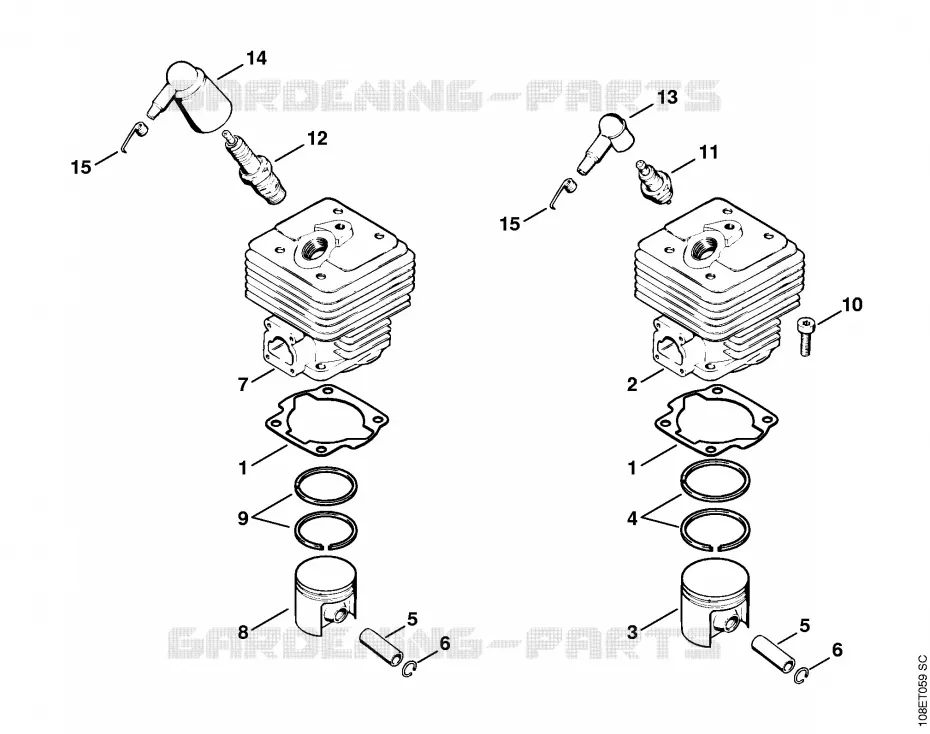 Cylindre Stihl Tronçonneuses Tronçonneuses Tronçonneuses thermiques 08 SE  08 SE