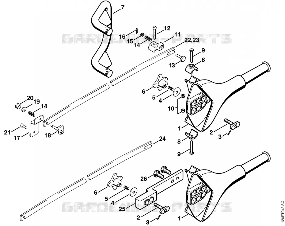 Poignée, Protège-chaîne Stihl Tronçonneuses Tronçonneuses Tronçonneuses thermiques 084 R  084 R