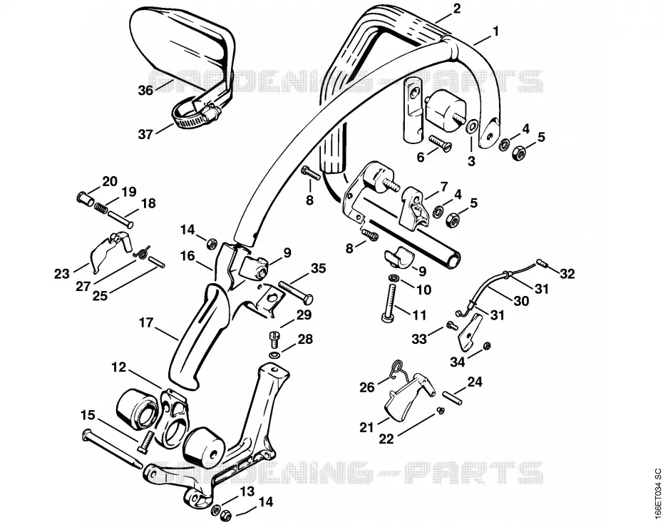 Poignée AV ⇥ X 13 281 004 (35.84) Stihl Tronçonneuses Tronçonneuses Tronçonneuses thermiques 090 AV  090 AV