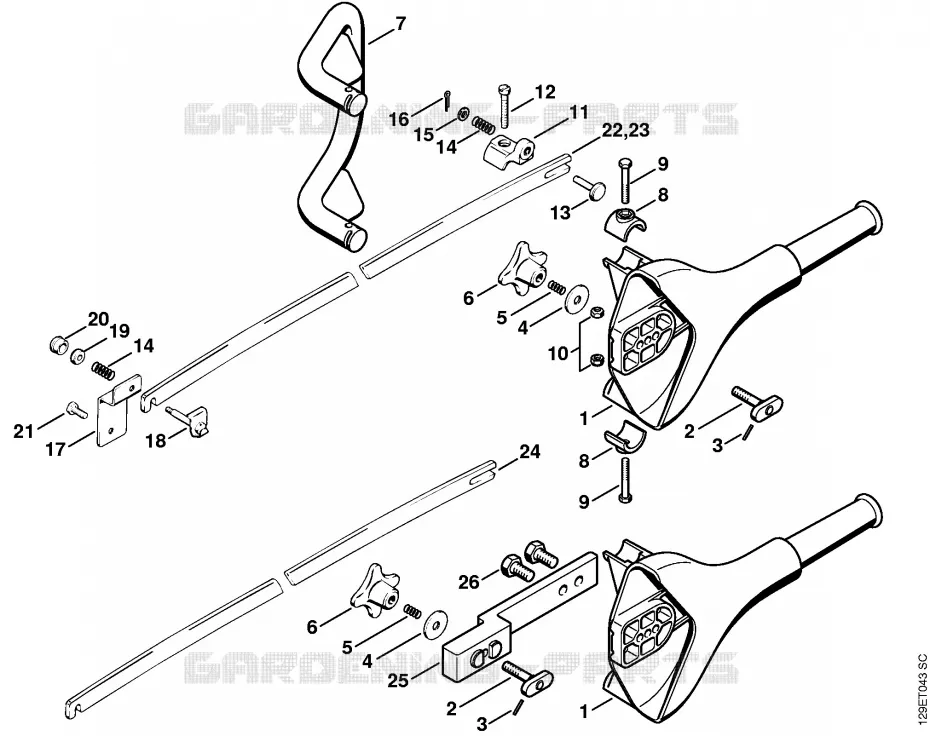 Poignée, Protège-chaîne Stihl Tronçonneuses Tronçonneuses Tronçonneuses thermiques 090 AV  090 AV